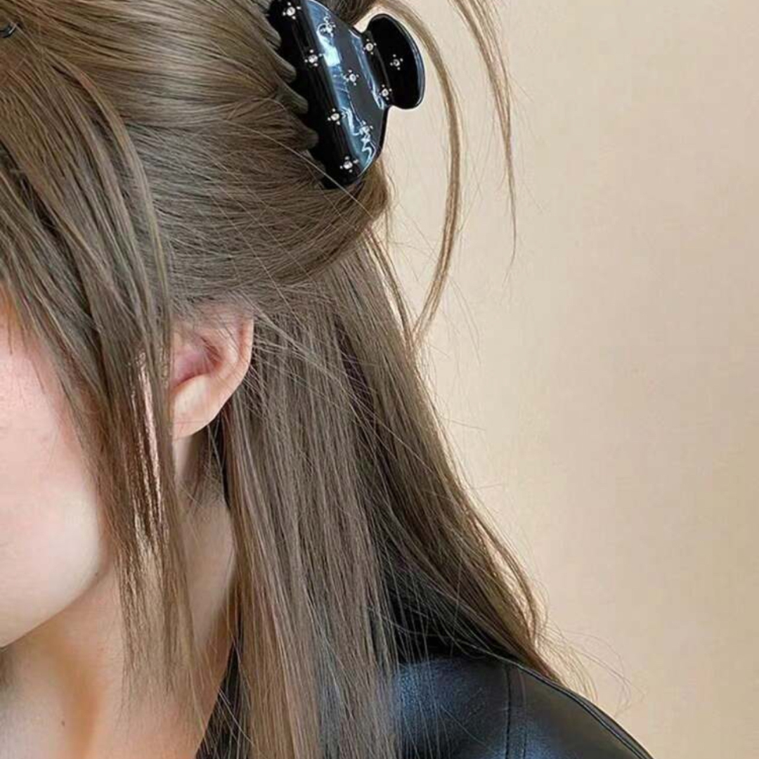 Star Rhinestone Hair Claw Black