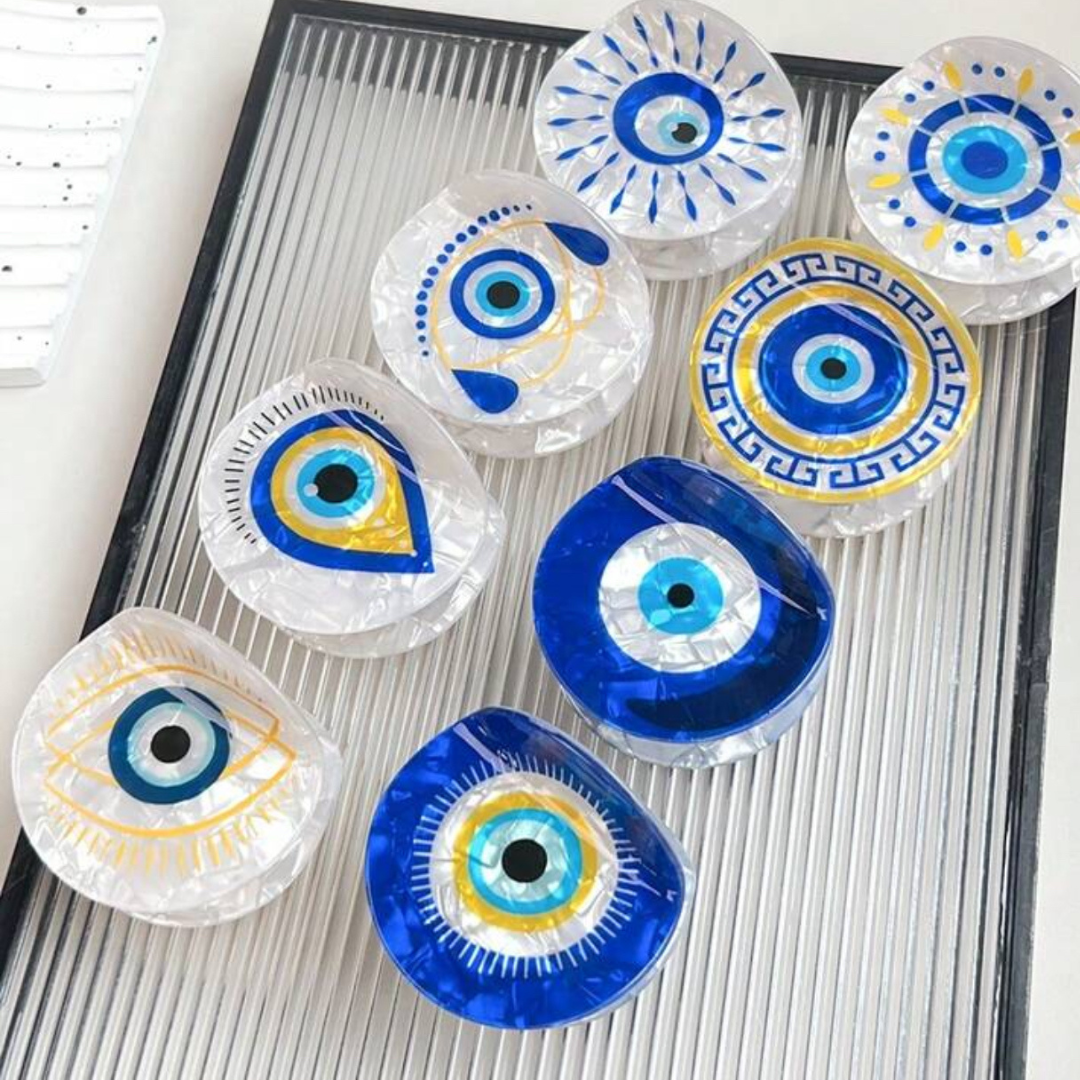 Evil Eye Hair Claw Blue