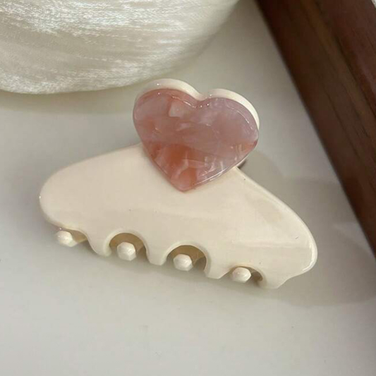Heart Hair Claw White