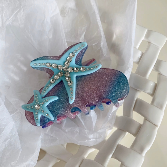 Starfish Blue Claw Clip