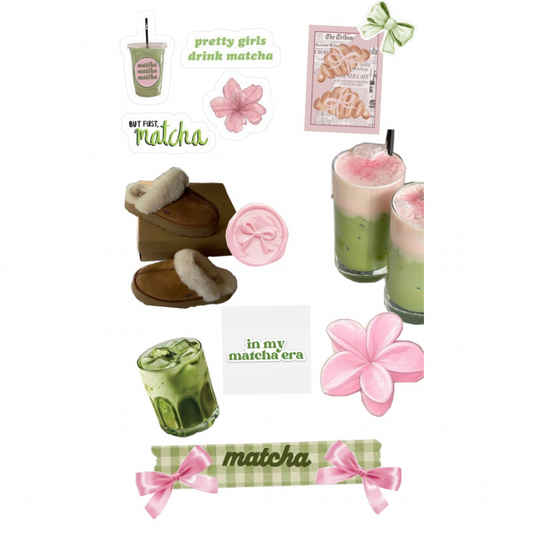 Pretty Girls Drink Matcha Phone & Laptop Sticker Sheet