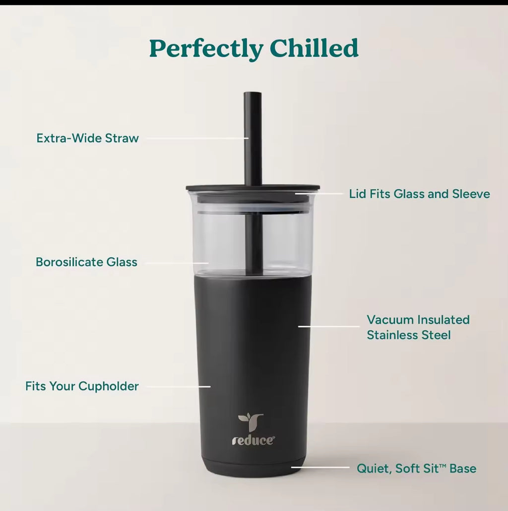 Ice Coffee Tumbler - Black 20 Oz