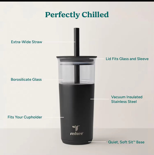 Ice Coffee Tumbler - Black 20 Oz