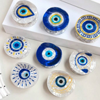 Evil Eye Hair Claw - White Blue