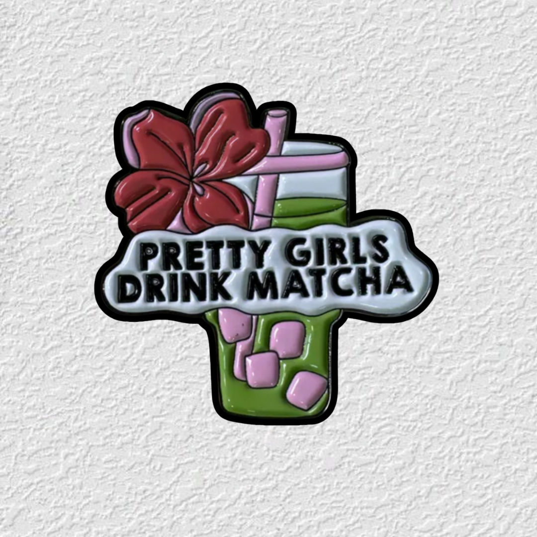Pretty girls Drink Matcha Phone Sticker Charm