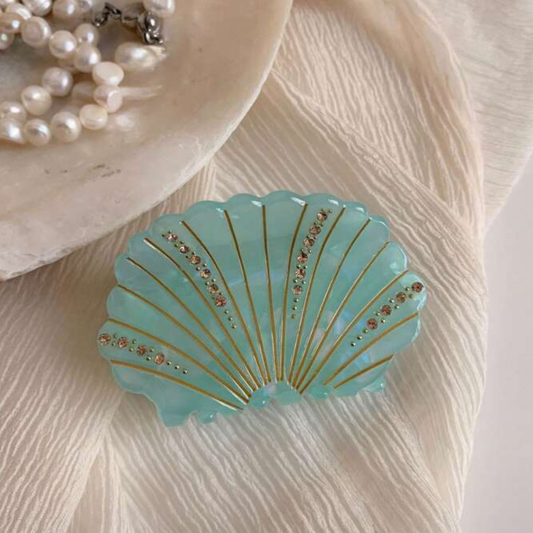 Shell Conch Hair Claw Blue