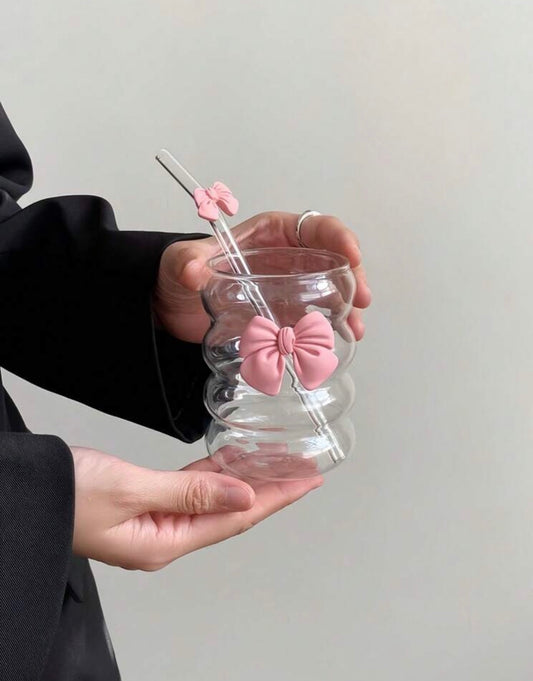 Pink Bow with Straw Drinkware
