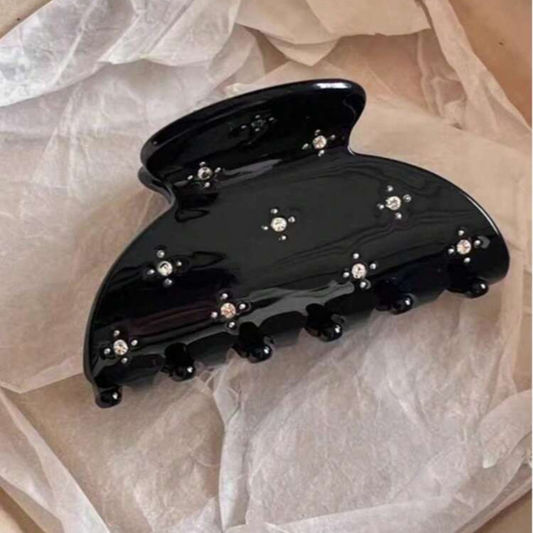 Star Rhinestone Hair Claw Black