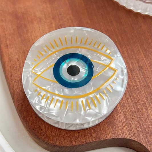 Evil Eye Hair Claw White