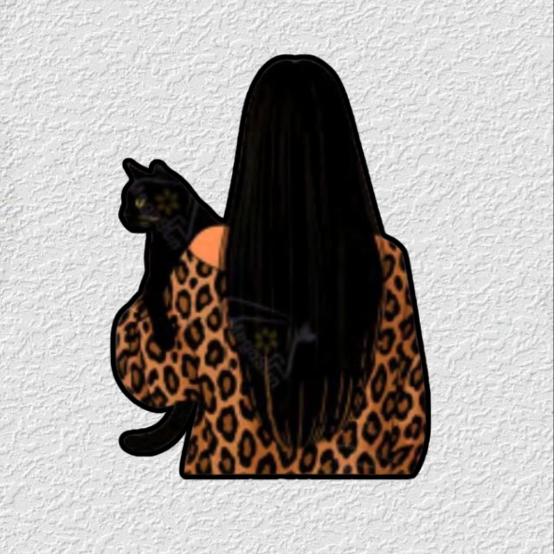 Girl with cat Phone Sticker Charm
