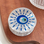Evil Eye Hair Claw - White Blue