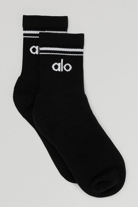 Alo Unisex Half-Crew Throwback Sock - Black