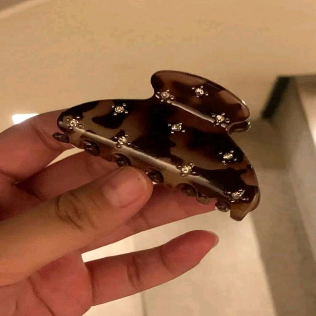 Rhinestone Hair Claw Leapard